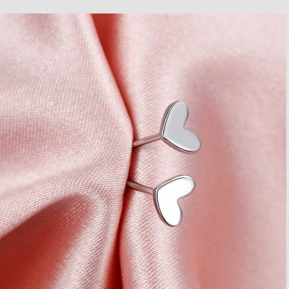 Ear Jewelry Cute Gold Silver Color Heart Stud Earr